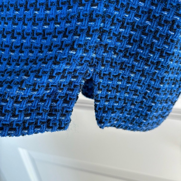 NWT Zara Textured Tweed Weave Blue Tank Mini Dress Spaghetti Straps Sz L - Picture 4 of 13